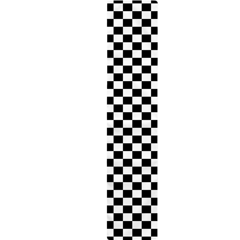 Black And White Checkered Pattern Print Table Runner
