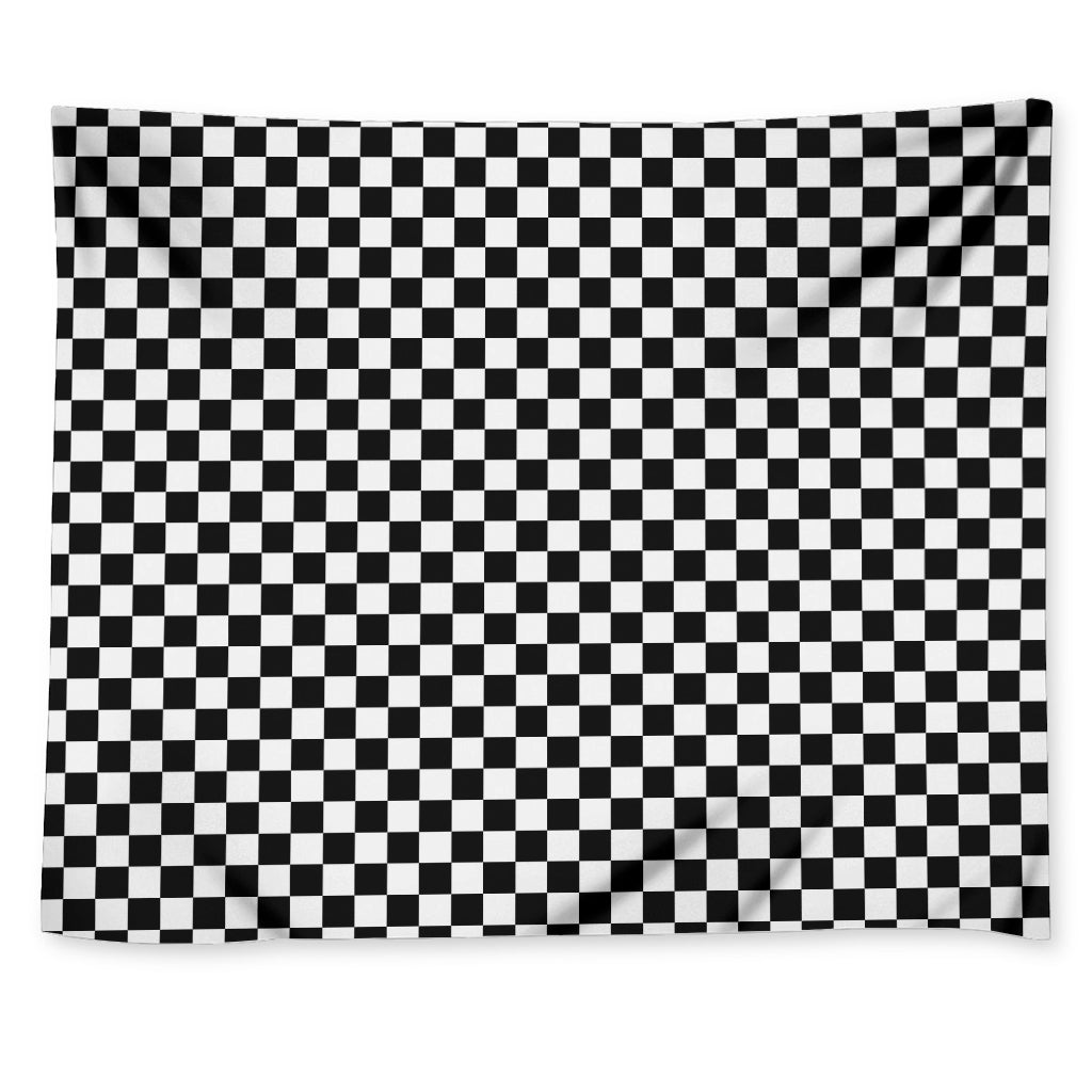 Black And White Checkered Pattern Print Tapestry