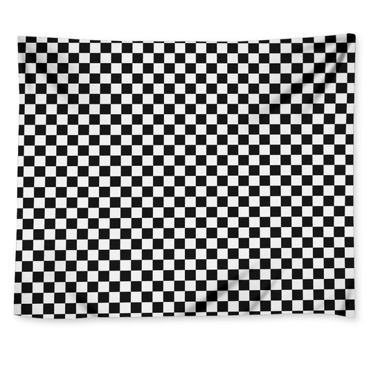 Black And White Checkered Pattern Print Tapestry