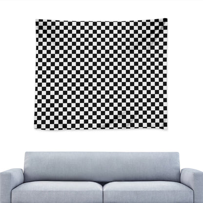 Black And White Checkered Pattern Print Tapestry