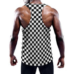 Black And White Checkered Pattern Print Training Tank Top