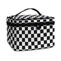 Black And White Checkered Pattern Print Travel Makeup Bag