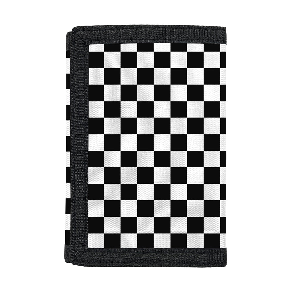 Black And White Checkered Pattern Print Trifold Wallet