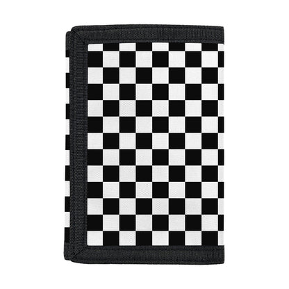 Black And White Checkered Pattern Print Trifold Wallet