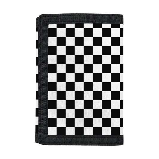 Black And White Checkered Pattern Print Trifold Wallet