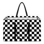 Black And White Checkered Pattern Print Utility Tote Bag