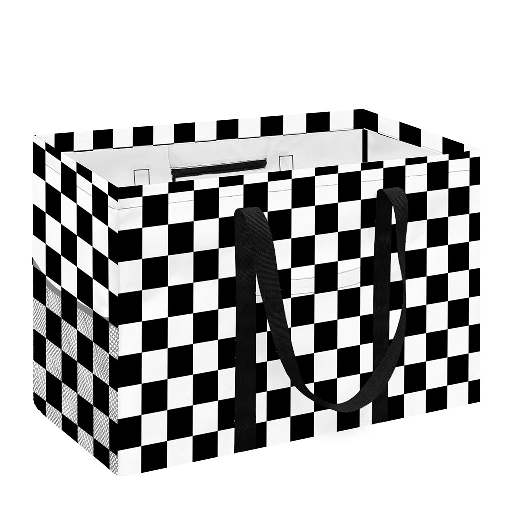 Black And White Checkered Pattern Print Utility Tote Bag