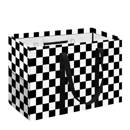 Black And White Checkered Pattern Print Utility Tote Bag