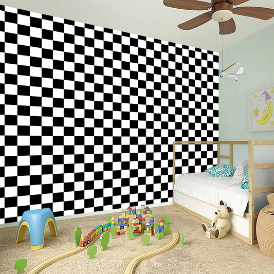 Black And White Checkered Pattern Print Wall Sticker