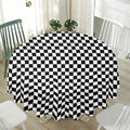 Black And White Checkered Pattern Print Waterproof Round Tablecloth