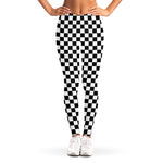 Black And White Checkered Pattern Print Women's Leggings