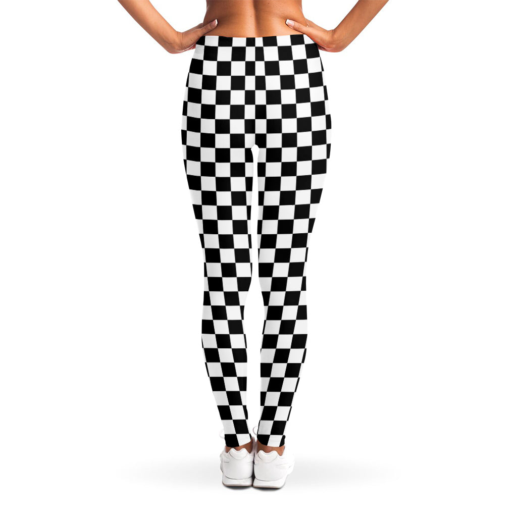 Black And White Checkered Pattern Print Women's Leggings