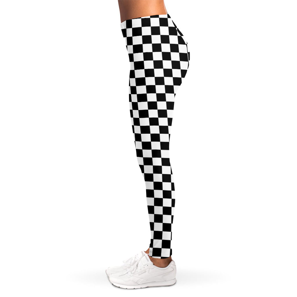 Black And White Checkered Pattern Print Women's Leggings
