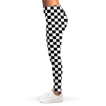 Black And White Checkered Pattern Print Women's Leggings