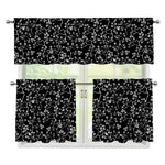 Black And White Cherry Blossom Print 3 Piece Kitchen Curtains