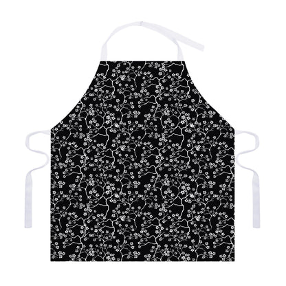 Black And White Cherry Blossom Print Adjustable Apron
