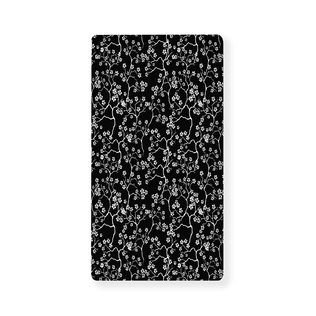 Black And White Cherry Blossom Print Baby Crib Sheet