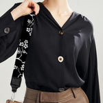 Black And White Cherry Blossom Print Bag Strap