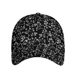 Black And White Cherry Blossom Print Baseball Cap