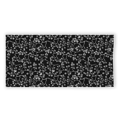 Black And White Cherry Blossom Print Beach Towel