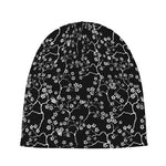Black And White Cherry Blossom Print Beanie