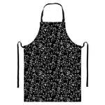 Black And White Cherry Blossom Print Bib Apron With Pocket