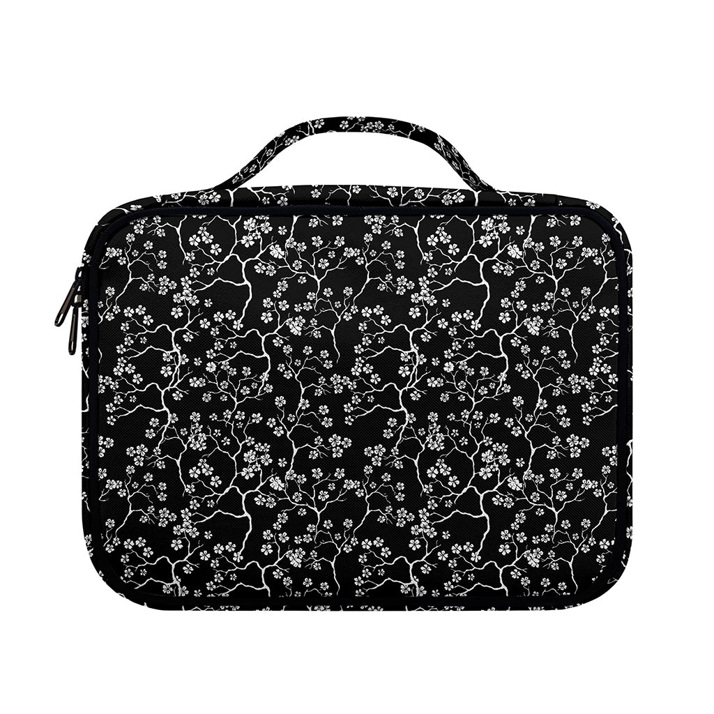 Black And White Cherry Blossom Print Briefcase Bible Bag