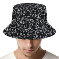 Black And White Cherry Blossom Print Bucket Hat