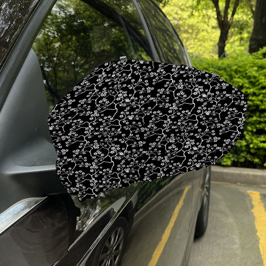 Black And White Cherry Blossom Print Car Side Mirror Covers