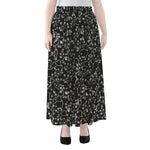 Black And White Cherry Blossom Print Chiffon Maxi Skirt