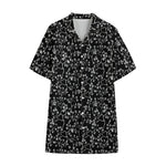 Black And White Cherry Blossom Print Cotton Hawaiian Shirt