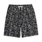 Black And White Cherry Blossom Print Cotton Shorts