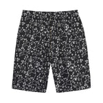 Black And White Cherry Blossom Print Cotton Shorts