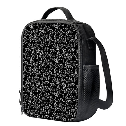 Black And White Cherry Blossom Print Crossbody Lunch Bag