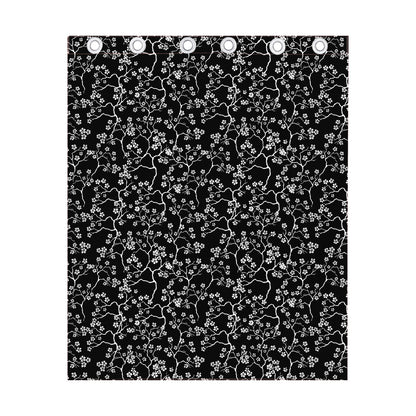 Black And White Cherry Blossom Print Curtain