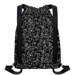 Black And White Cherry Blossom Print Drawstring Backpack