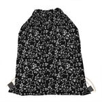Black And White Cherry Blossom Print Drawstring Bag