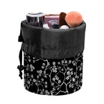 Black And White Cherry Blossom Print Drawstring Makeup Bag