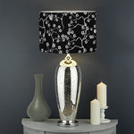 Black And White Cherry Blossom Print Drum Lamp Shade