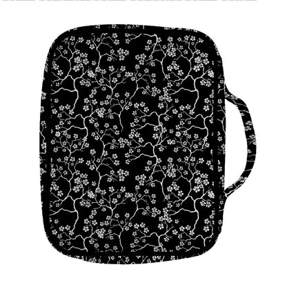 Black And White Cherry Blossom Print Front Pocket Bible Bag