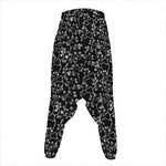 Black And White Cherry Blossom Print Hammer Pants