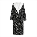 Black And White Cherry Blossom Print Hooded Bathrobe