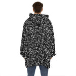 Black And White Cherry Blossom Print Hoodie Blanket