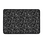 Black And White Cherry Blossom Print Kitchen Mat
