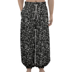 Black And White Cherry Blossom Print Lantern Pants