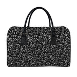 Black And White Cherry Blossom Print Leather Duffle Bag