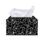 Black And White Cherry Blossom Print Leather Tissue Box Cover