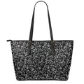 Black And White Cherry Blossom Print Leather Tote Bag With Zipper
