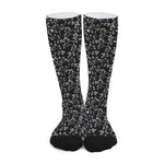 Black And White Cherry Blossom Print Long Socks