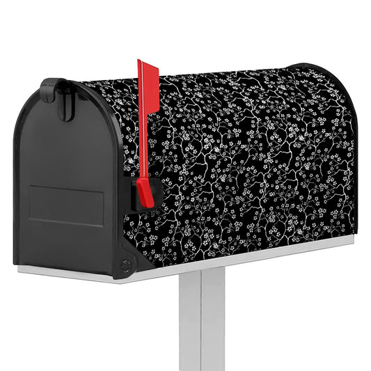 Black And White Cherry Blossom Print Mailbox Cover